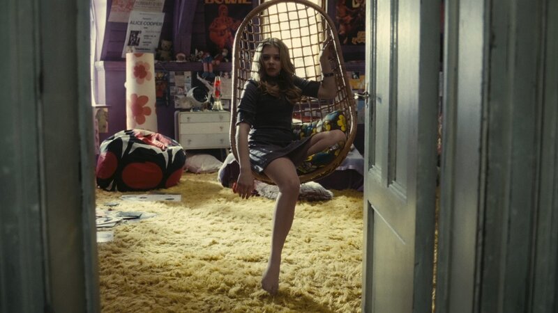 woman in a hanging chair