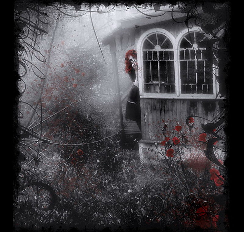 woman in a haunted garden