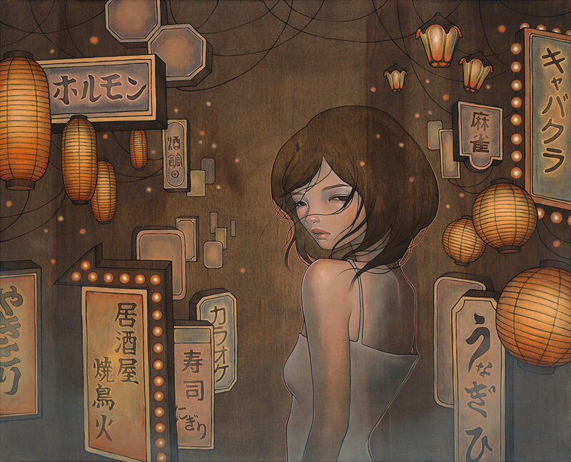 Woman in a Japanese alleyway