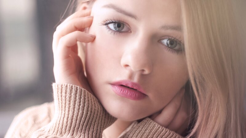 woman in a knit sweater