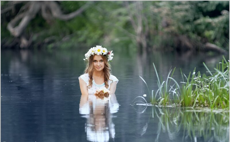Woman in a Lake — Blue