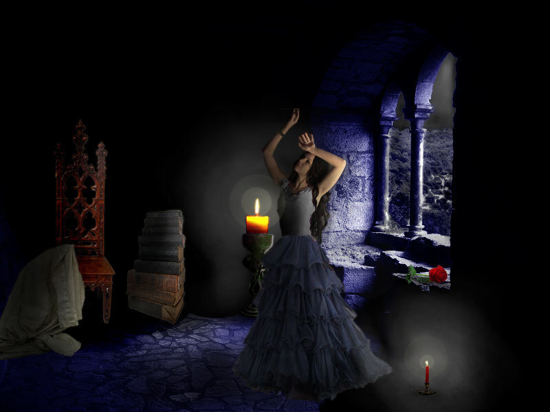 Woman in a Long Dress — Blue