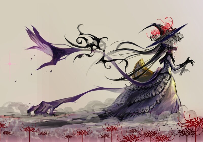 Woman in a Long Dress — Purple, Dramatic
