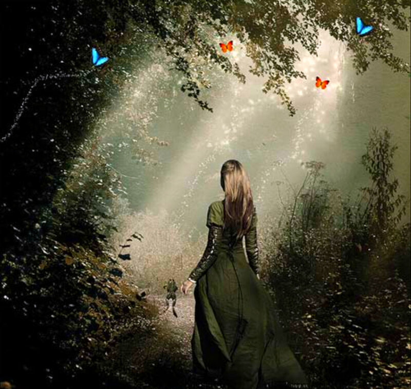 Woman in a magical forest