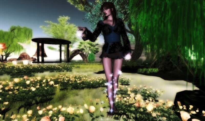 woman in a magical garden