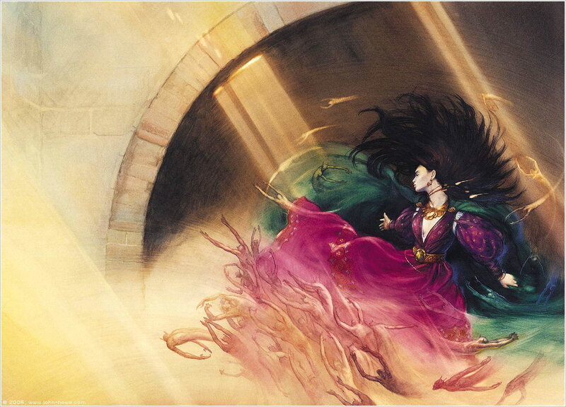 Woman in a magical tunnel
