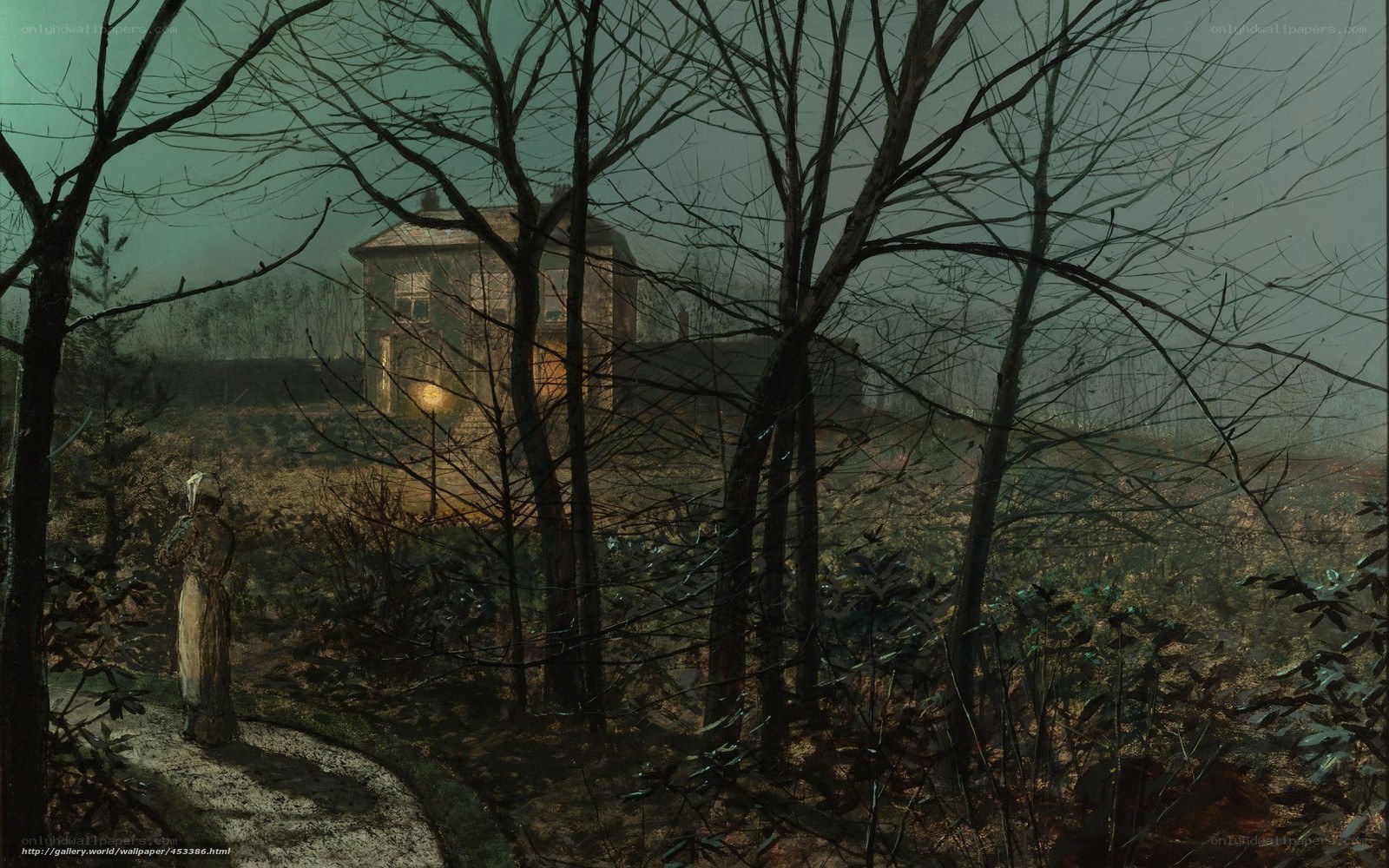 Woman in a misty forest