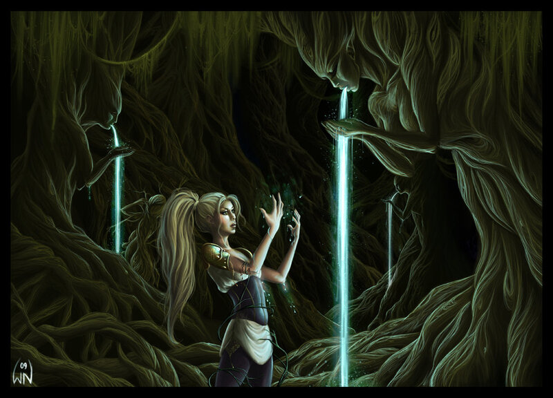 woman in a mystical cave