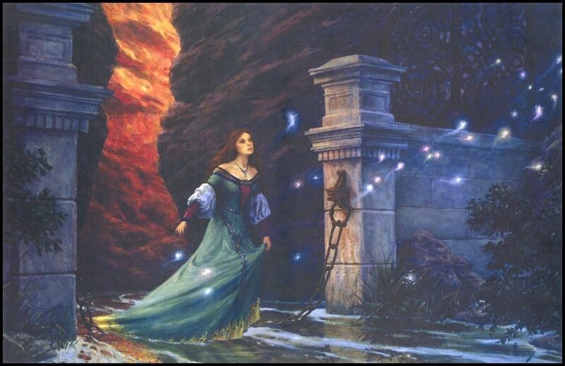 Woman in a mystical cave