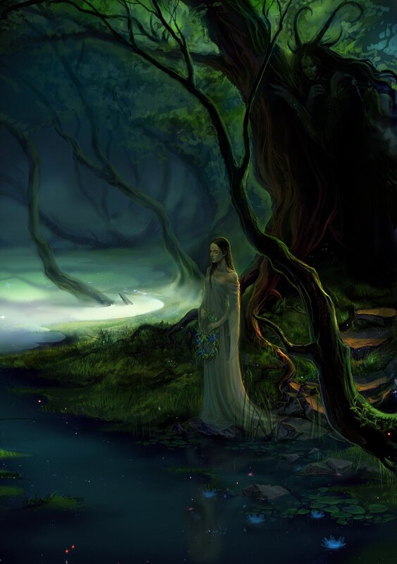Woman in a mystical forest