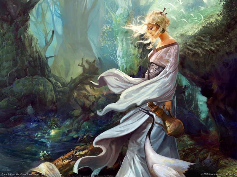 Woman in a mystical forest