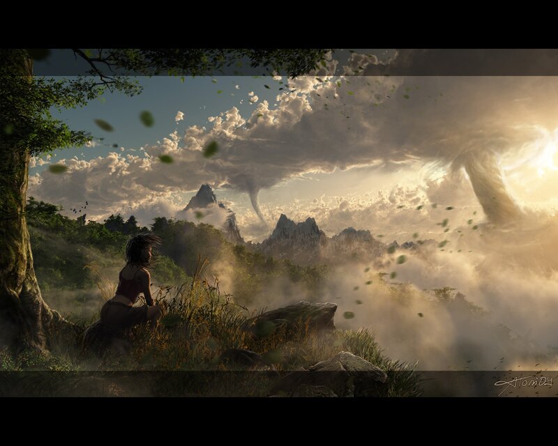 Woman in a mystical landscape