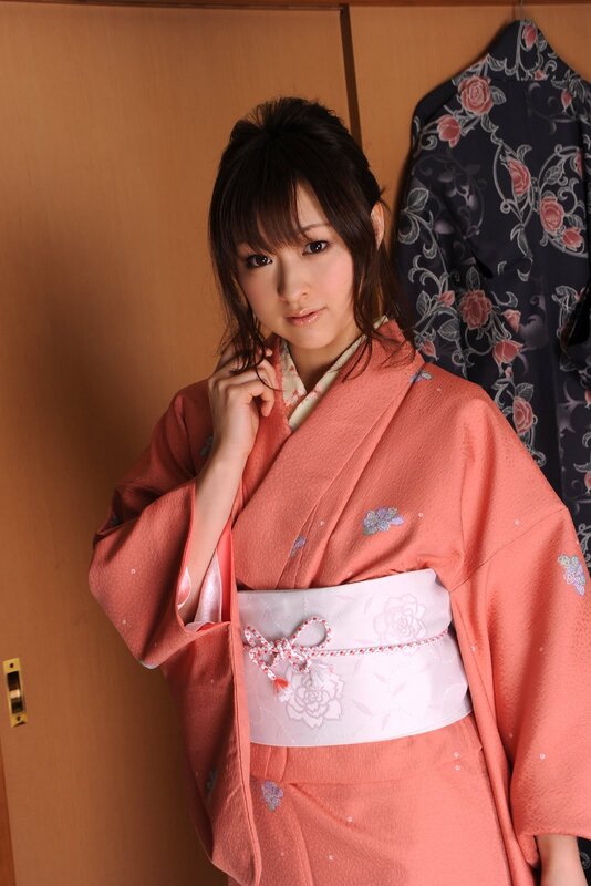 woman in a pink kimono