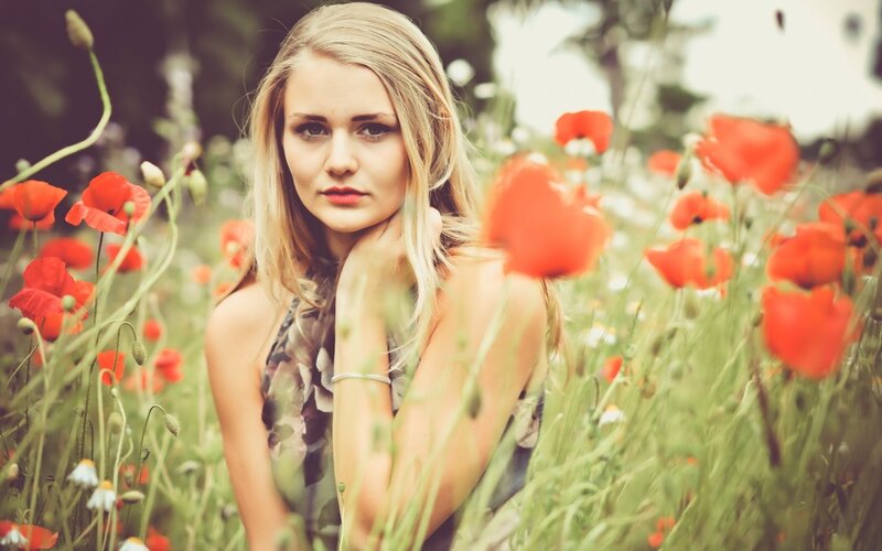 woman in a poppy field