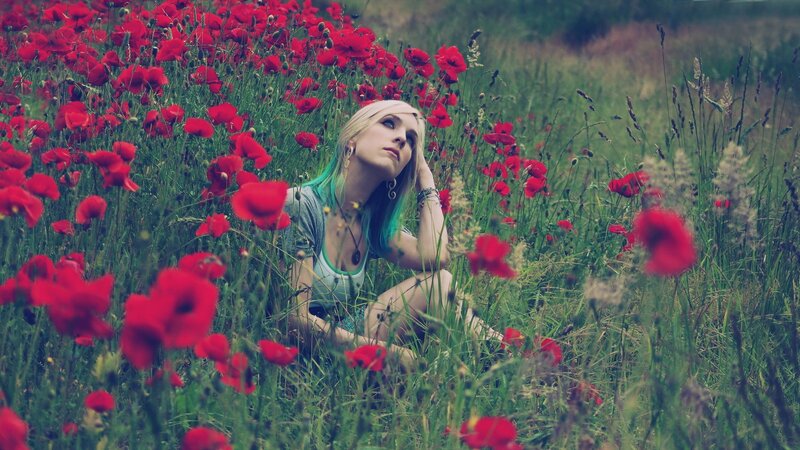 woman in a poppy field