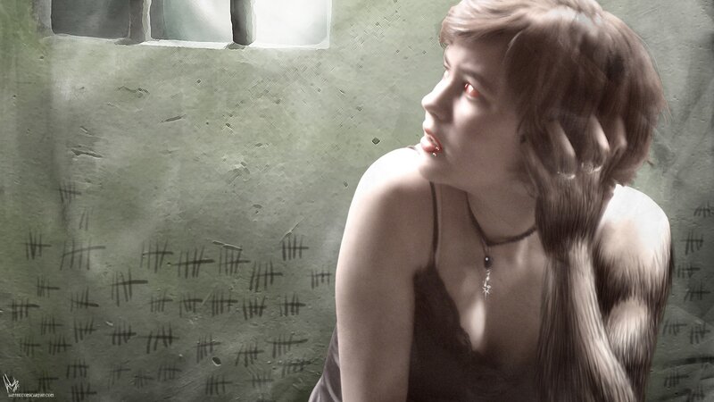 woman in a prison cell