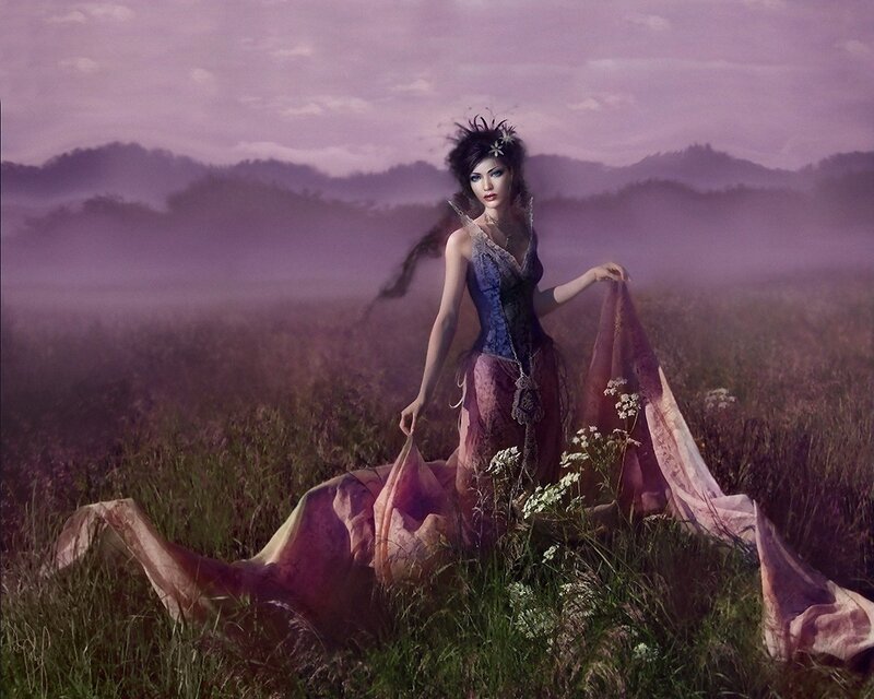 woman in a purple field