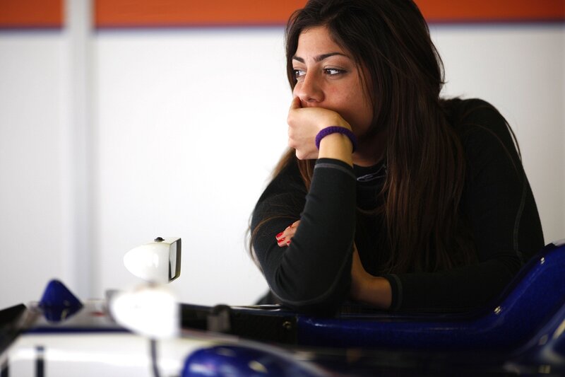 woman in a race car