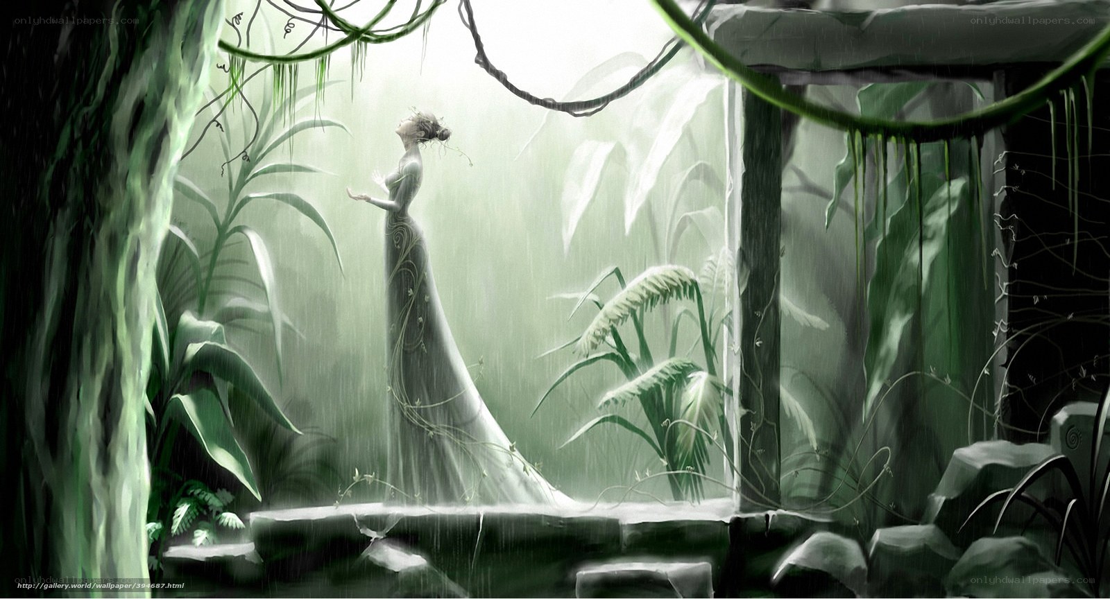 Woman in a Rainy Jungle