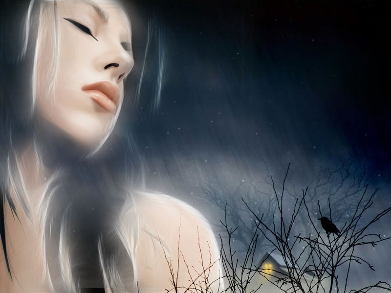 woman in a rainy night
