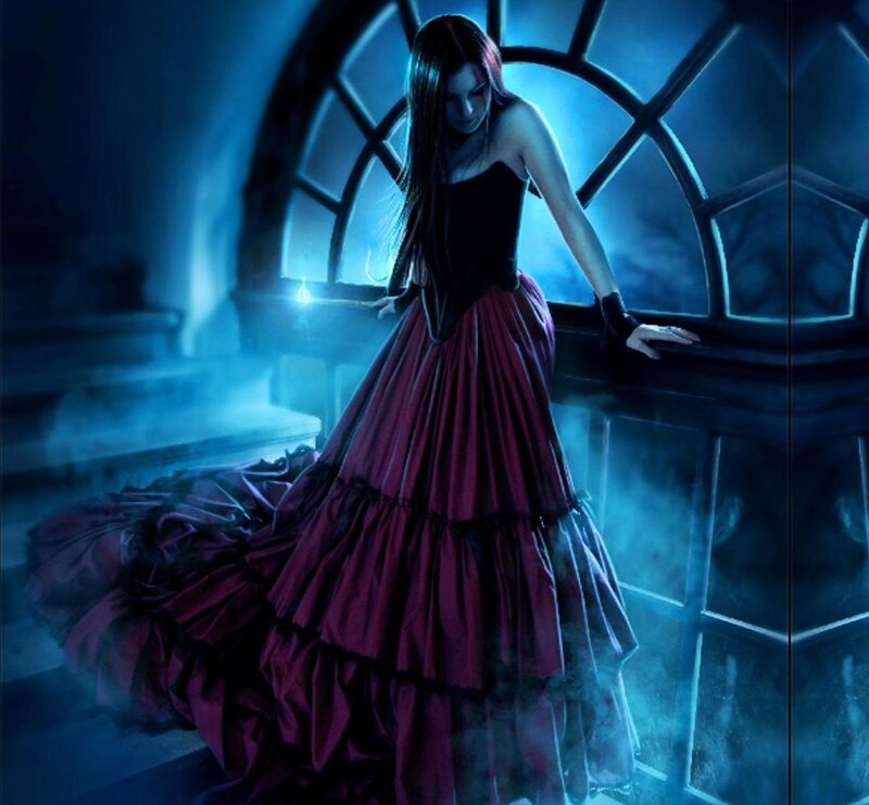 Woman in a Red Dress — Blue