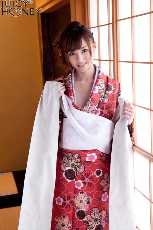 Woman in a red kimono