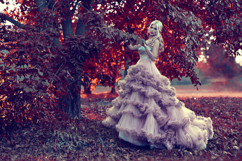 Woman in a Ruffled Dress — Red