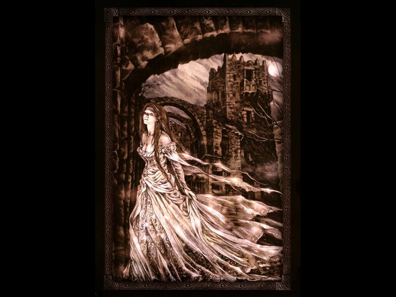 woman in a ruined castle