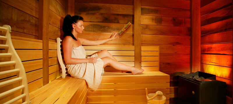 Woman in a sauna