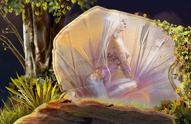Woman in a Shell — Purple, Serene