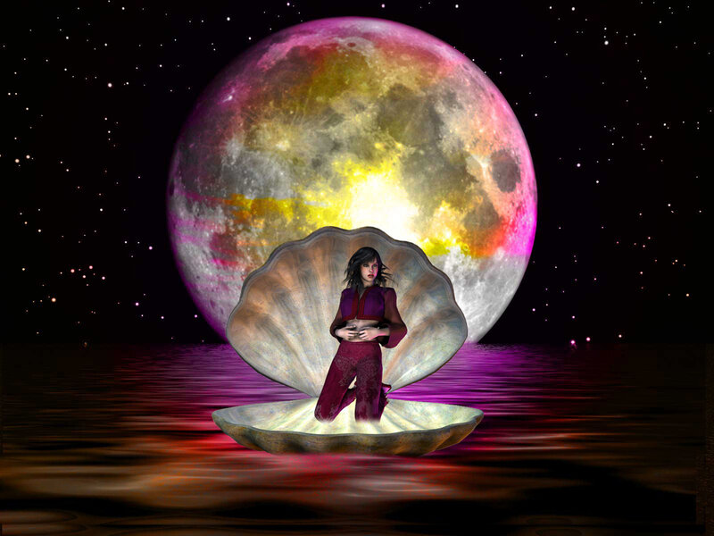 Woman in a Shell — Purple
