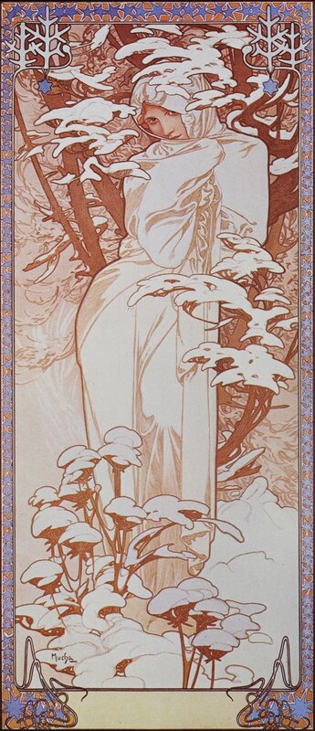 Woman in a snowy forest