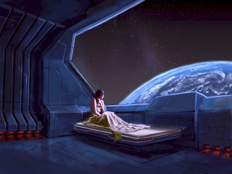 Woman in a Spaceship — Blue