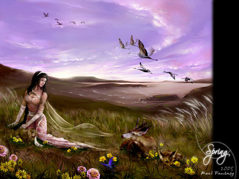 Woman in a spring meadow