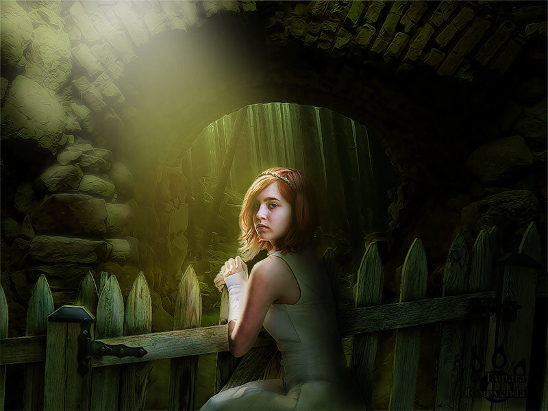 woman in a stone tunnel