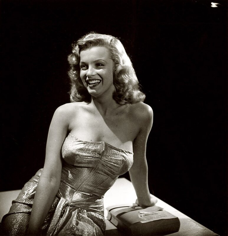 Woman in a strapless dress