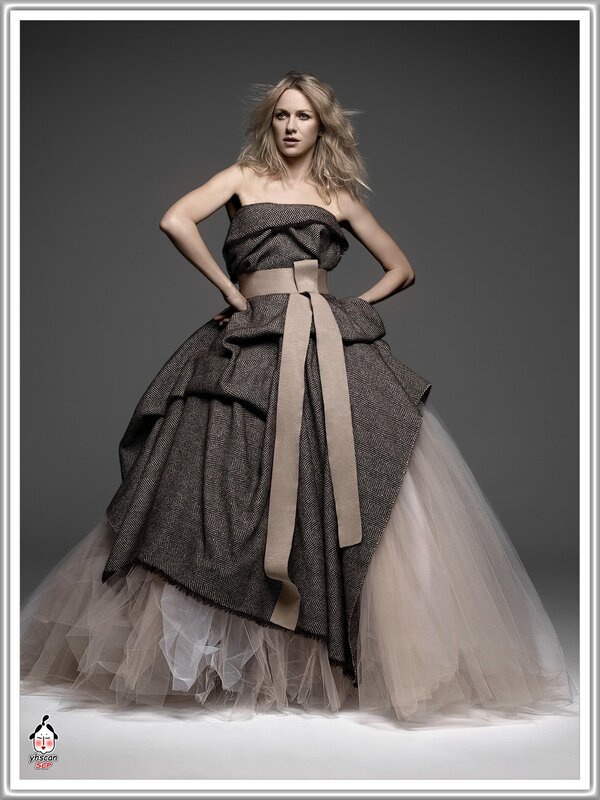 woman in a strapless gown