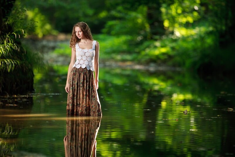 Woman in a Stream — Green