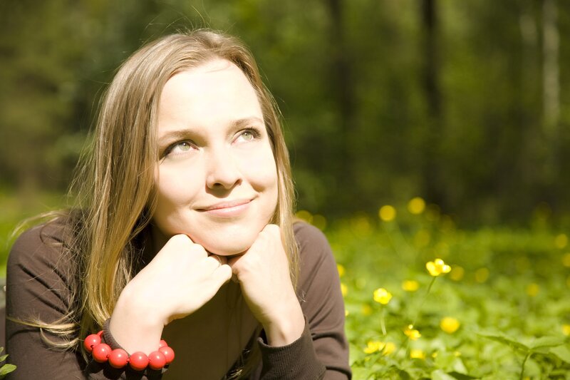 woman in a sunlit field