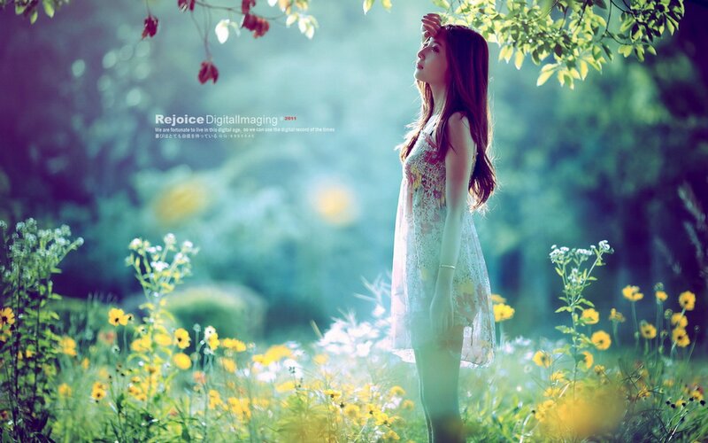 Woman in a sunlit garden