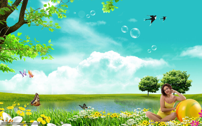 Woman in a sunny meadow