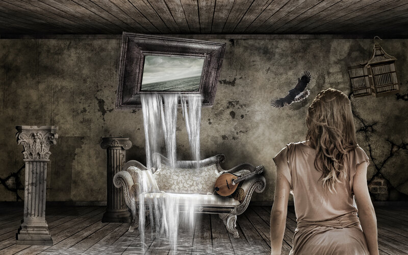Woman in a Surreal Room