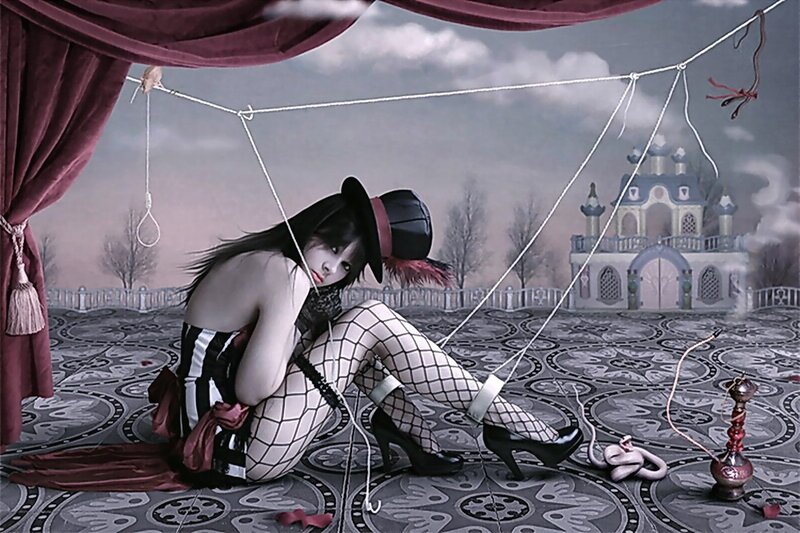 woman in a surreal scene