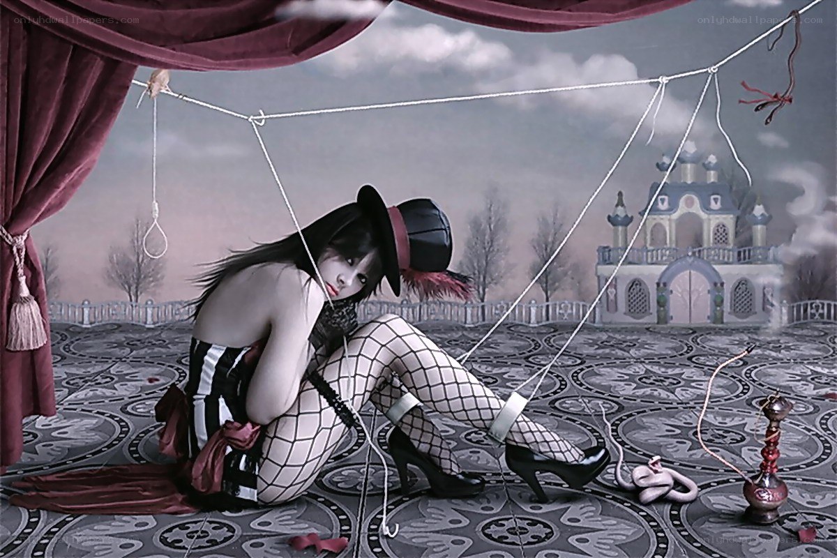 woman in a surreal scene