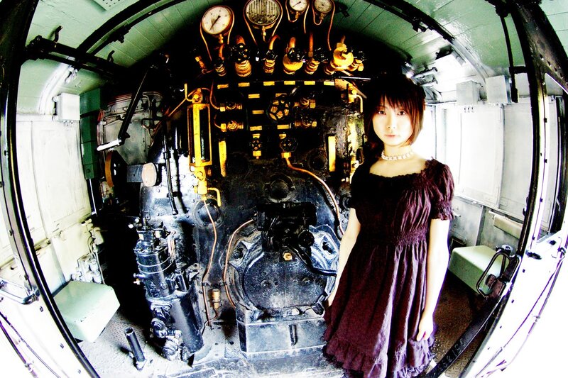 Woman in a train engine