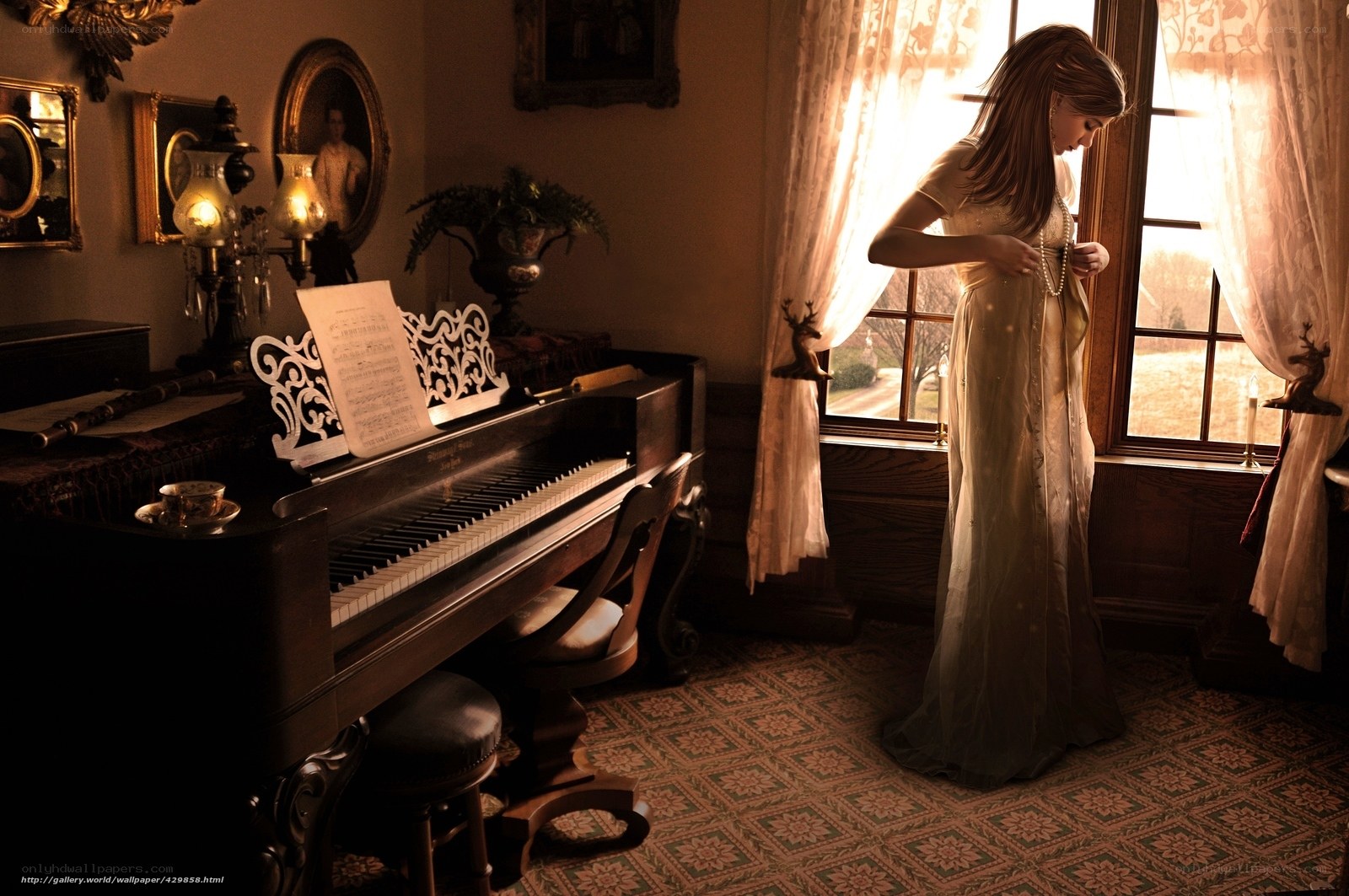 Woman in a vintage room