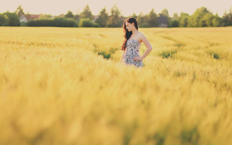 woman in a wheat field