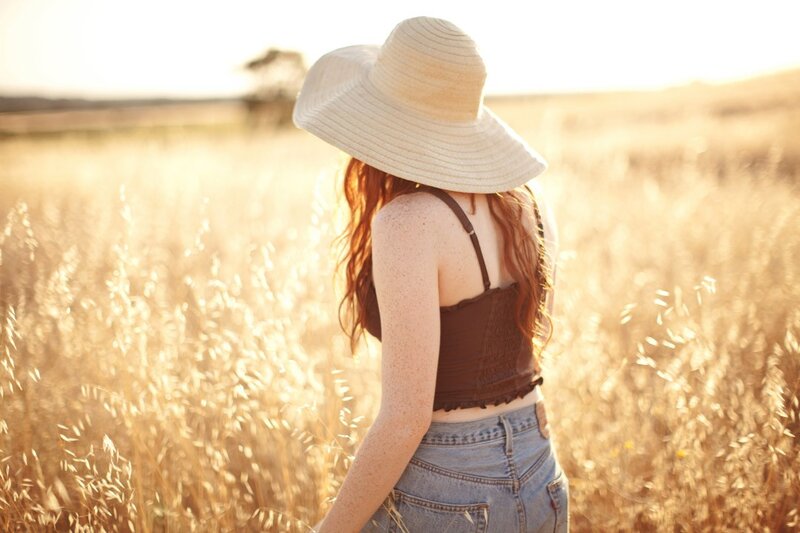 woman in a wheat field