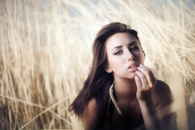 woman in a wheat field