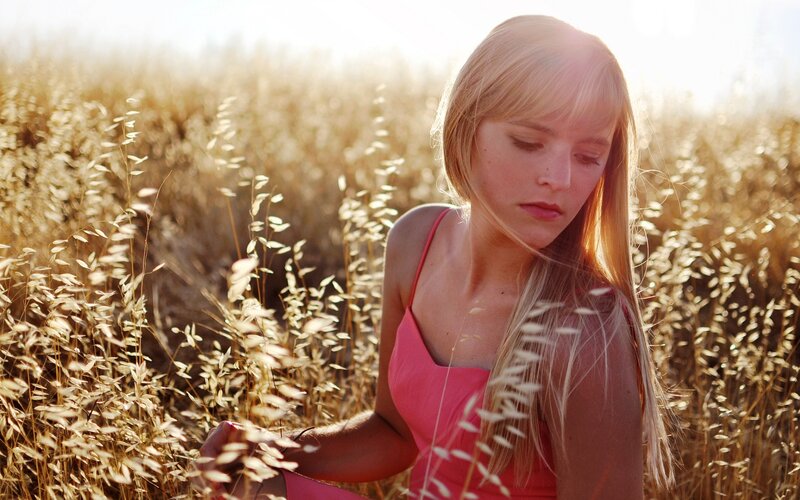 woman in a wheat field